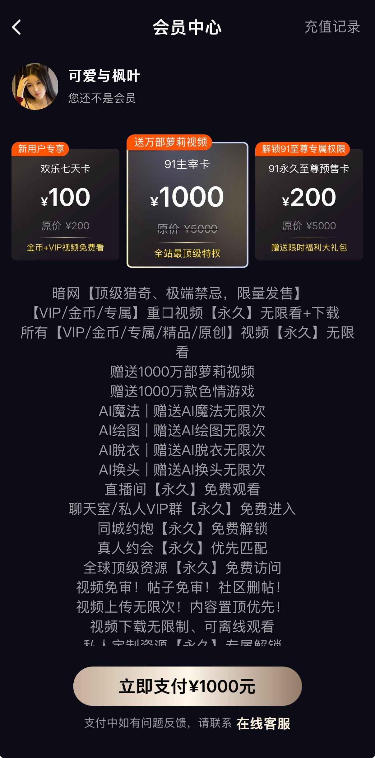 91PO传媒会员中心展示多种VIP套餐与专属特权列表